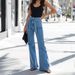 Stretch Fit Tied Waist Flared Bootcut Jeans For Women - Trendy High-Waisted Denim Pants With Comfortable Elastic Fabric_ecoleips.com