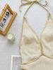 Women's Clothing Style Bikini White And Brown Color Blocking Hollowed Out Strappy One Piece Swimsuit For Women_ecoleips.com