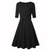 Women's Retro Style Round Neck Midi Dress Mid Sleeve Tie Waist Full Skirt Spring Summer Autumn Fashion Casual Dress_ecoleips.com