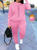 Women's Autumn/Winter Hip Hop Casual Street Paris Letter Pattern Printed Round Neck Sweatshirt+Sweatpants Warm Set-639_ecoleips.com