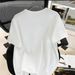 Women's White Cotton T-Shirt Short Sleeve Letter Print Loose Fit Versatile Top Trendy Summer_ecoleips.com