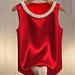 Women's Pearl Embellished Satin Camisole Top, Round Neck Elegant Blouse For Spring Summer Premium Satin-Feel Fabric_ecoleips.com