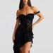 2025 Summer New Lace Sexy Slim Tie Hollow Out See-through Irregular Strapless Dress For Women_ecoleips.com