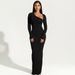 Summer Slim Fit Long Sleeved Slit Dress European American Style Sexy Cross Border Trade Women's Clothing_ecoleips.com