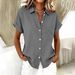 2026 Independent Station European And American Cross-Border Collar Short-Sleeve Women's Casual Shirt New Model_ecoleips.com
