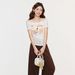 Purely Alluring Apricot Lace Short-Sleeve T-Shirt For Women, 2026 Summer Printed Ruched Waist-Cinching Off-Shoulder Top_ecoleips.com