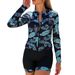 Women's Two Piece Swimsuit 2026 Long Sleeve Zippered Sunscreen Sports Suit With Skirt And Shorts For Surfing Swimwear_ecoleips.com