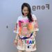 Women's Clothing Beaded Cartoon Bear Shorts Casual Suit Women's Summer Loose Printed Short Sleeved T Shirt Two Piece Suit_ecoleips.com