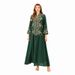 Verve Muslim Women's Long Dubai Fashion Abaya Embroidered Large Robe Evening Dress_ecoleips.com