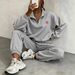 Women's Quarter Zipper Stand Collar Sweatshirt And Jogger Pants Set Casual Comfortable Two-Piece Outfit In Various Colors-3_ecoleips.com