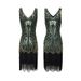 1920s Vintage Sequin Beaded Tassel Dress, Party Evening Dress_ecoleips.com