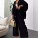 Breathable Cotton Linen Lounge Set - Long Sleeve Button-Up Top With Wide-Leg Pants, Relaxed Two-Piece Outfit For Women_ecoleips.com