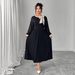 Women's Plus Size Black Dress – Elegant Bow Detail Retro Wrap Dress For Autumn Winter_ecoleips.com