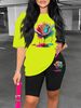 Summer Women's Casual Fashion Rose Graphic Print Loose T-shirt+shorts Two-piece Sportswear Suitable For Daily Wear-63_ecoleips.com