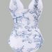 Elegant Retro Print One-Piece Swimsuit Slimming Design Sexy Comfortable Women's Beach Pool Swimwear_ecoleips.com
