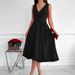 Women's Clothing Sleeveless V Neck Vest Fashion Casual Dress Evening Dress_ecoleips.com