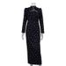 Women's Clothing Design Sense Stand Collar Tie Print Long Sleeve Dress Female Temperament Waist Slit Hip Skirt Commuter Long Skirt_ecoleips.com