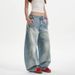 American-style Washed Distressed Curved Hem Jeans For Women, Cleanfit High Street Retro Loose Casual Versatile Wide-leg_ecoleips.com