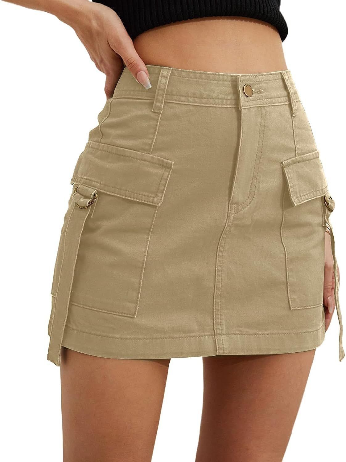 Women's Clothing Low Waist Workwear Skirt Pocket Pure Cotton Mini Comfortable Hip Lifting Casual Short Skirt_ecoleips.com