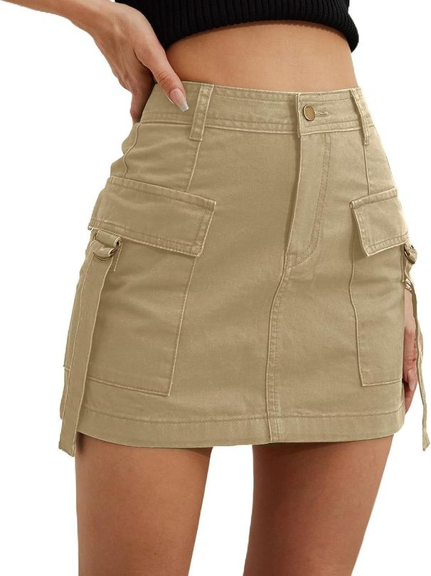 Women's Clothing Low Waist Workwear Skirt Pocket Pure Cotton Mini Comfortable Hip Lifting Casual Short Skirt_ecoleips.com