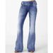 Women's Clothing Retro Side Button Mid Waist Slightly Flared Jeans_ecoleips.com