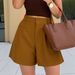 Women's Shorts Solid Color Straight Leg Wide Leg A-Line Casual Fashion_ecoleips.com