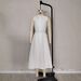 Women's Clothing Summer And Autumn New Solid Color Sleeveless Belt Pearl Buckle Slim Slit Commuter Dress_ecoleips.com