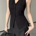 Aria Basics French Retro Style Vest For Women Summer 2025 New Slim Fit Fashionable Design Sleeveless Top_ecoleips.com