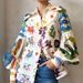 Verve 2025 Women's Loose Graffiti Print Turn-down Collar Lantern Long Sleeve Spring Cardigan Shirt_ecoleips.com