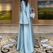 Women's Clothing Middle Eastern Muslim Women Cardigan Two Piece Suit Butterfly Embroidery Diamond Belt Satin Dinner Party Robe_ecoleips.com