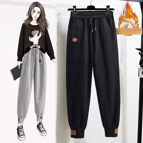 Retro Cotton Fleece Tracksuit Set – Half-Zip Stand Collar Hoodie + Relaxed Harem Pants (S-3XL, Winter Cozy Outfit)_ecoleips.com