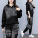 Women's Patchwork Denim Hooded Sweatshirt And Pants Set Spring Autumn New Fashion Two-Piece Trendy Brand_ecoleips.com