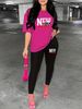 Women's Casual Loose Fashion NEW YORK Pattern Printed Loose T-shirt+cropped Pants Two-piece Set Summer Home Sportswear Daily Wear-474_ecoleips.com