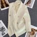 Women's Double Breasted Slim Fit Suit Jacket Purple Elegant Casual Blazer Long Sleeve Streetwear Outerwear For Spring Autumn_ecoleips.com