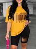 Summer Women's Casual Fashion MELANIN Letter Printed Loose T-shirt Shorts Two-piece Set Summer Sportswear Suitable For Daily Wear-175_ecoleips.com