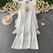 Women's Clothing Elegant Mid-Length Coat Set With Shawl And Tie Details Loose Fitting Satin Slip Dress For Women_ecoleips.com