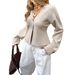 Women's V-Neck Short Cardigan Sweater - Lightweight Knit Casual Open Front Top For Spring Summer Vacation_ecoleips.com