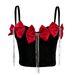 Women's Clothing Exquisite Rhinestone Tassel Heavy Double Layer Black Large Bow Diamond Chain Bow Tie Fishbone Corset_ecoleips.com