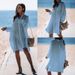 Women's Lightweight Chambray Shirt Cover-Up – Beach Dress, Swimwear Wrap, Sun Protection Top, Casual Loose Fit Tunic_ecoleips.com