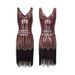 1920s Vintage Sequin Beaded Tassel Dress, Party Evening Dress_ecoleips.com