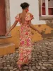Fashion Backless Print Dress Women Split Sexy Butterfly Sleeve V Neck Female Long Dresses 2024 Summer Vintage Ruffles Beach Robe_ecoleips.com