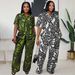 Women's Clothing Women's Printed Collared Trousers Set High Waisted Wide Leg Trousers Open Front Top Summer Fashion Elastic Short Sleeved_ecoleips.com