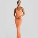 Women's Clothing Sexy Slim Tight Halter Neck Large Backless Pleated Hip Sexy Long Dress_ecoleips.com