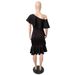 Women's Clothing fashion sexy oblique collar wrapped chest lotus leaf collar irregular banquet dress _ecoleips.com