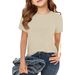 Women's Clothing Children's Long Sleeve Ribbed T-Shirt For Girls Elastic Round Neck Slim Fit Casual Basic Style_ecoleips.com