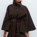 Women's Autumn And Winter New Fashion Solid Color Cape Stand Collar Button Belt Trench Coat_ecoleips.com