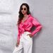 Satin-Like Long Sleeve Shirt – Polyester Blend Button-Down Blouse For Work & Evening (18 Colors, S-2xl)_ecoleips.com