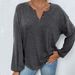 Voya Women's Daily Commuting Simple Style T-shirt For Spring And Summer Casual Versatile Loose Long Sleeved Top For Women_ecoleips.com
