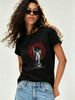 Women's Angel Statue T-shirt, Round Neck Loose Base Layer Top_ecoleips.com