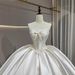 White Strapless Satin Wedding Dress Understated Luxury New Summer Unique Train_ecoleips.com